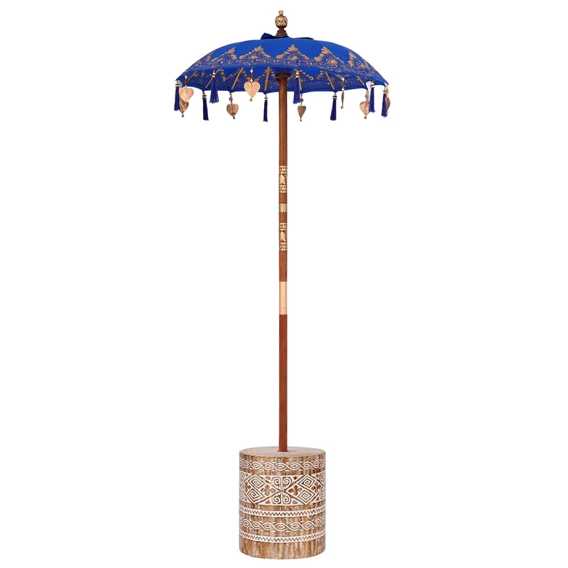 Parasol balinais rond extérieur design zen 95 x 95 x 260 cm en coton bleu 02_0055953