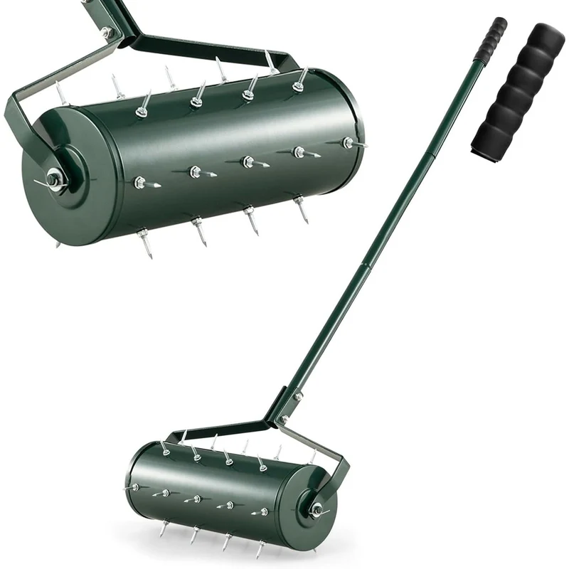 Aérateur de gazon manuel ergonomique 44x128 cm aération efficace et confort optimisé en métal vert 20_0017403