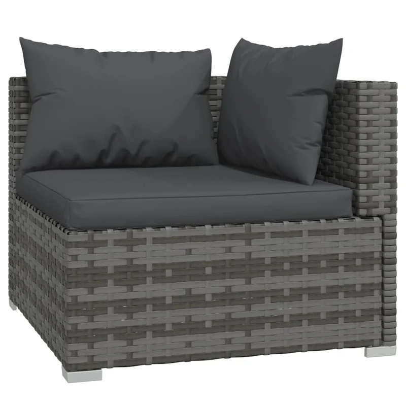 Salon de jardin meuble d'extérieur ensemble de mobilier 6 pièces avec coussins résine tressée gris 02_0016877