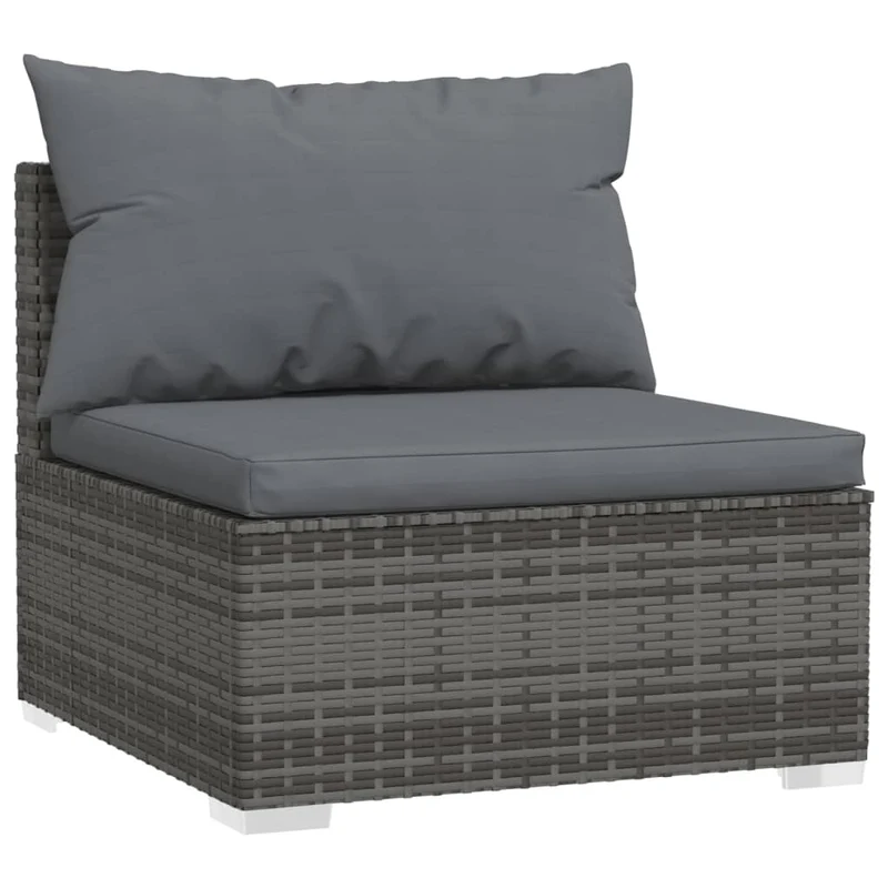 Salon de jardin meuble d'extérieur ensemble de mobilier 6 pièces avec coussins résine tressée gris 02_0016877