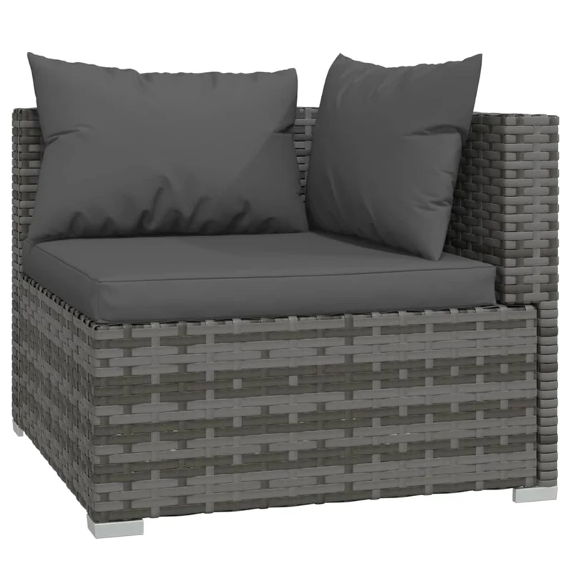 Salon de jardin meuble d'extérieur ensemble de mobilier 5 pièces avec coussins résine tressée gris 02_0016434