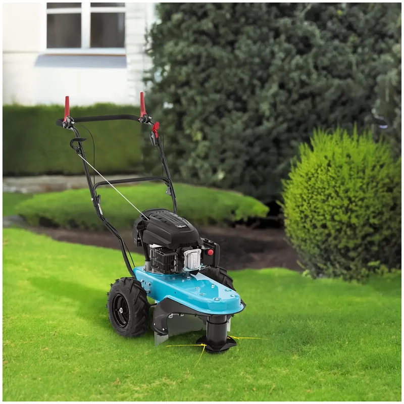 Tondeuse débroussailleuse essence 3 kw largeur de coupe 580 mm autotractée pp pa acier bleu 14_0010134