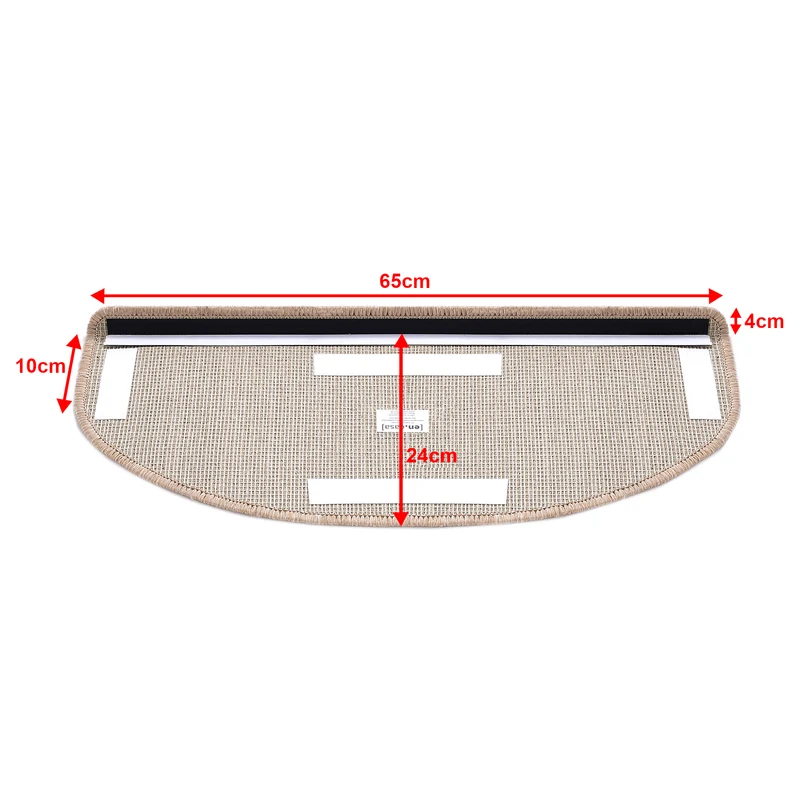Lot de 15 marchettes d'escalier semi-circulaires antidérpantes 65 x 24 cm avec bord beige 03_0007611
