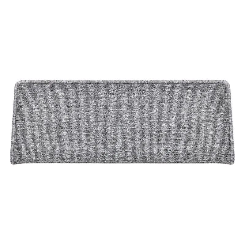 Lot de 15 marchettes d'escalier rectangulaires antidérpantes 65 x 24 cm avec bord gris clair 03_0007608