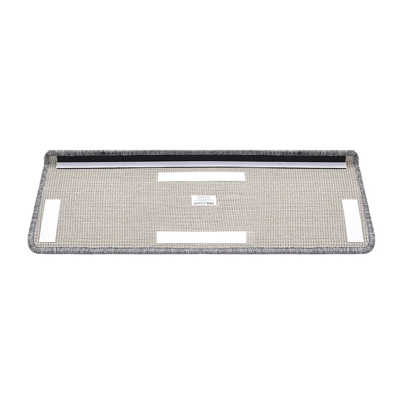Lot de 15 marchettes d'escalier rectangulaires antidérpantes 65 x 24 cm avec bord gris clair 03_0007608