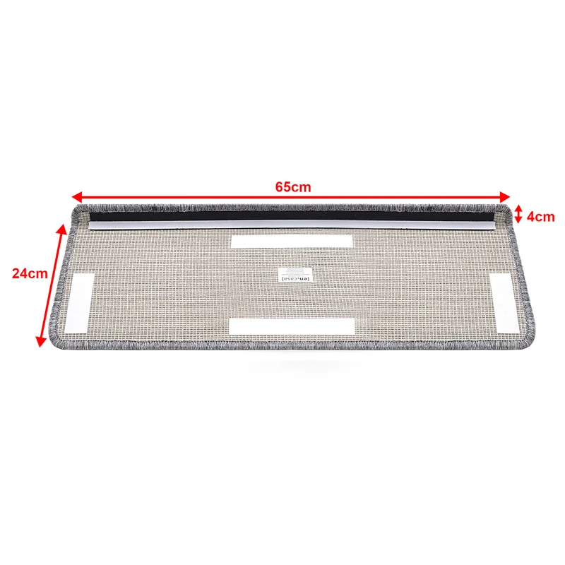 Lot de 15 marchettes d'escalier rectangulaires antidérpantes 65 x 24 cm avec bord gris clair 03_0007608