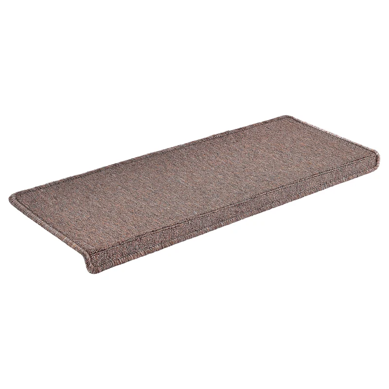 Lot de 15 marchettes d'escalier rectangulaires antidérpantes 65 x 24 cm avec bord marron foncé 03_0007610