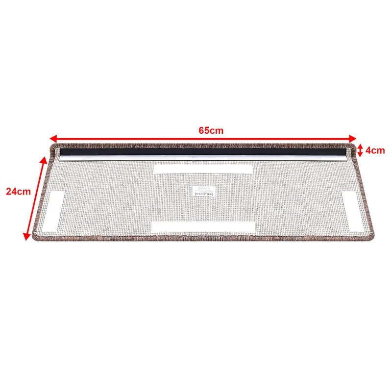 Lot de 15 marchettes d'escalier rectangulaires antidérpantes 65 x 24 cm avec bord marron foncé 03_0007610
