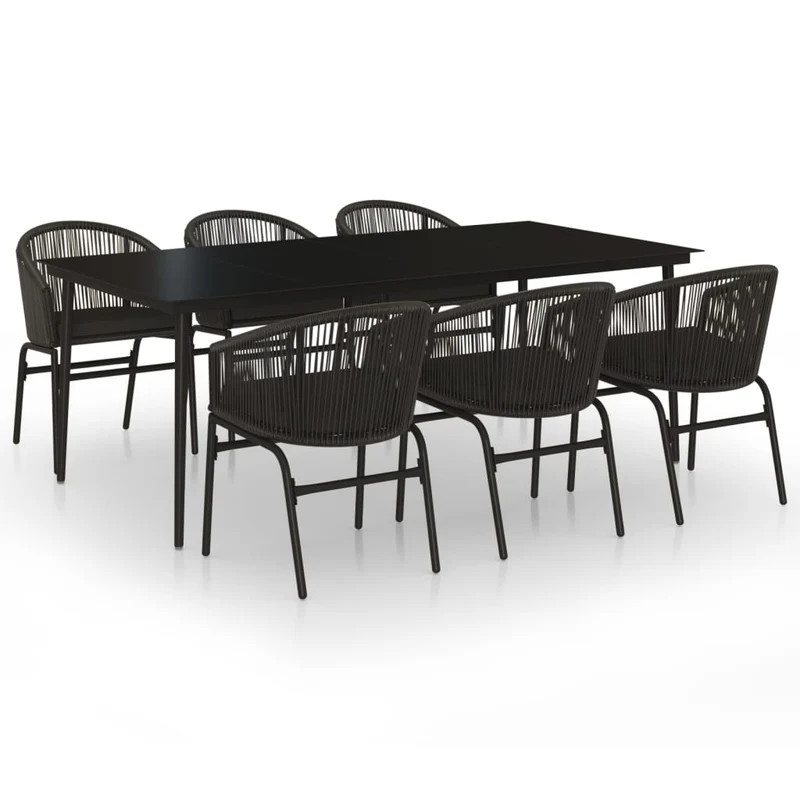 Ensemble de salle à manger de jardin meuble extérieur 7 pièces noir 02_0014024