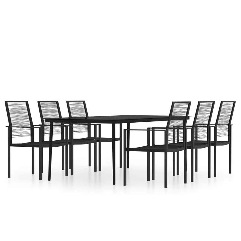 Ensemble de salle à manger de jardin meuble extérieur 7 pièces noir 02_0014006