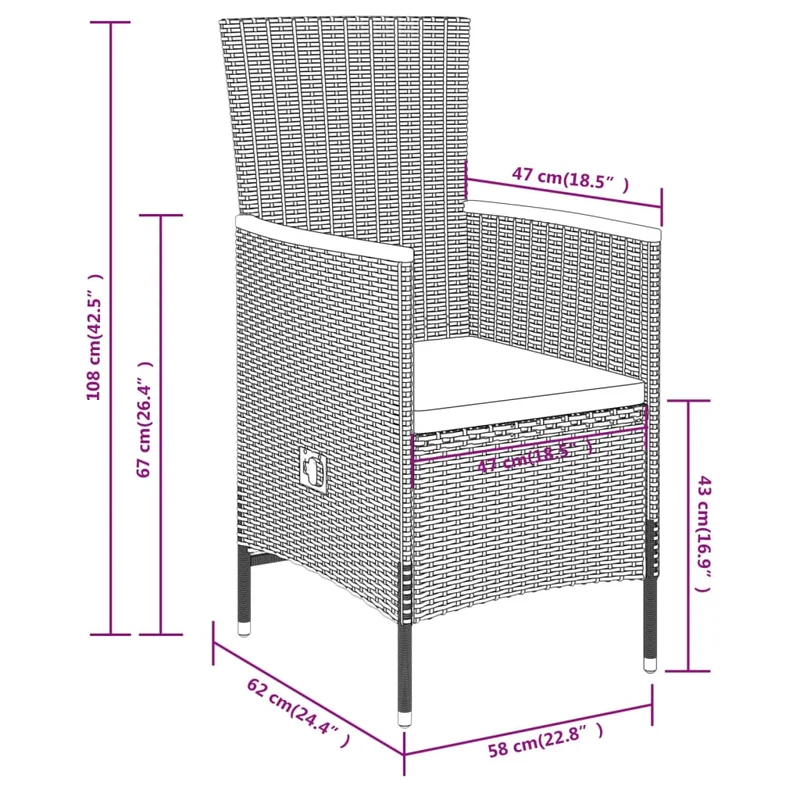 Ensemble de salle à manger de jardin meuble extérieur avec coussins 9 pièces gris 02_0014174