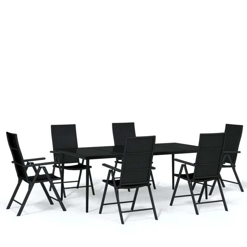 Ensemble de salle à manger de jardin meuble extérieur 7 pièces noir 02_0014030