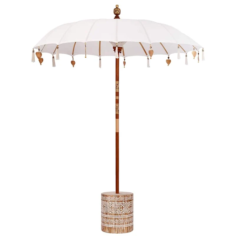 Parasol balinais avec base extérieur 185 x 185 x 260 cm ombre apaisante design chic en coton crème 02_0055940