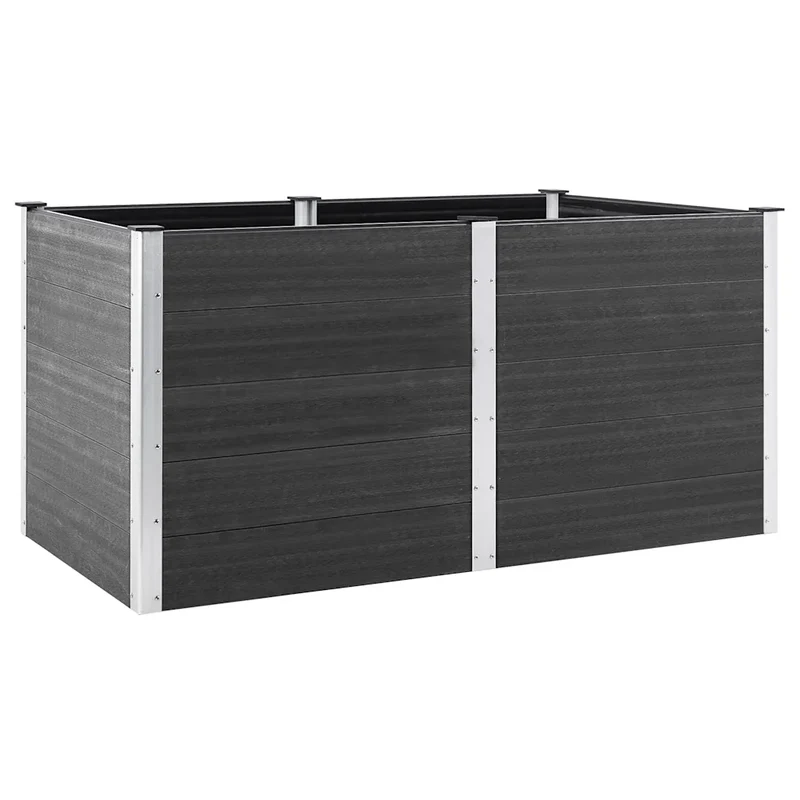Lit surélevé de jardin moderne 200 x 100 x 91 cm usage extérieur designs élégant en WPC gris 02_0046554