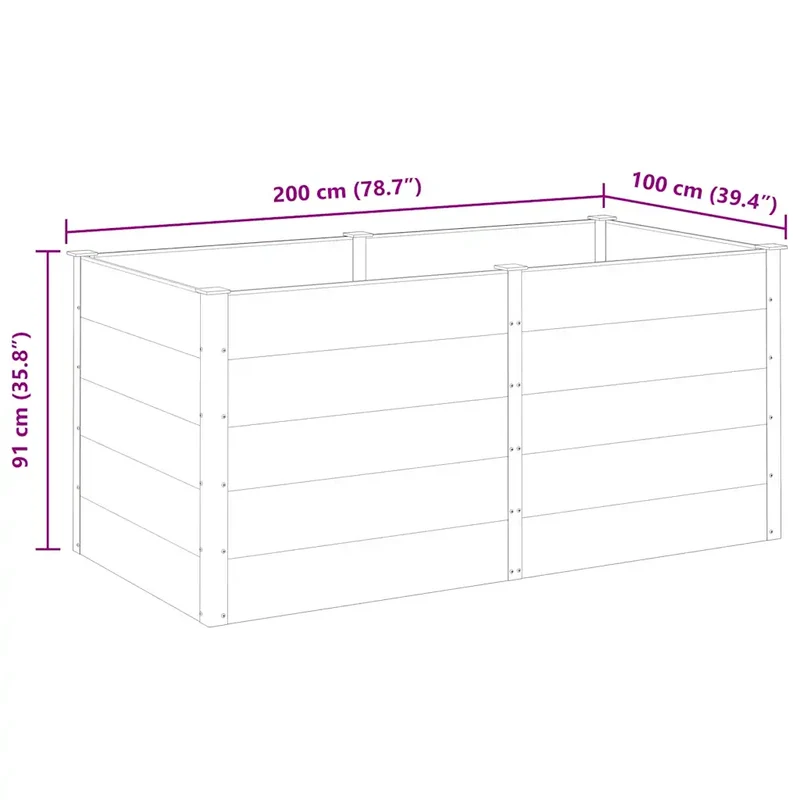 Lit surélevé de jardin moderne 200 x 100 x 91 cm usage extérieur designs élégant en WPC gris 02_0046554