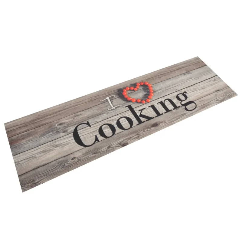 Tapis de cuisine lavable antidérapant 150 x 45 cm design élégant ambiance cosy en velours gris 02_0046038