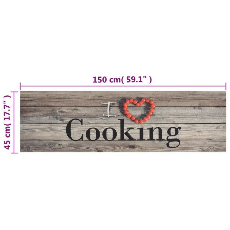 Tapis de cuisine lavable antidérapant 150 x 45 cm design élégant ambiance cosy en velours gris 02_0046038