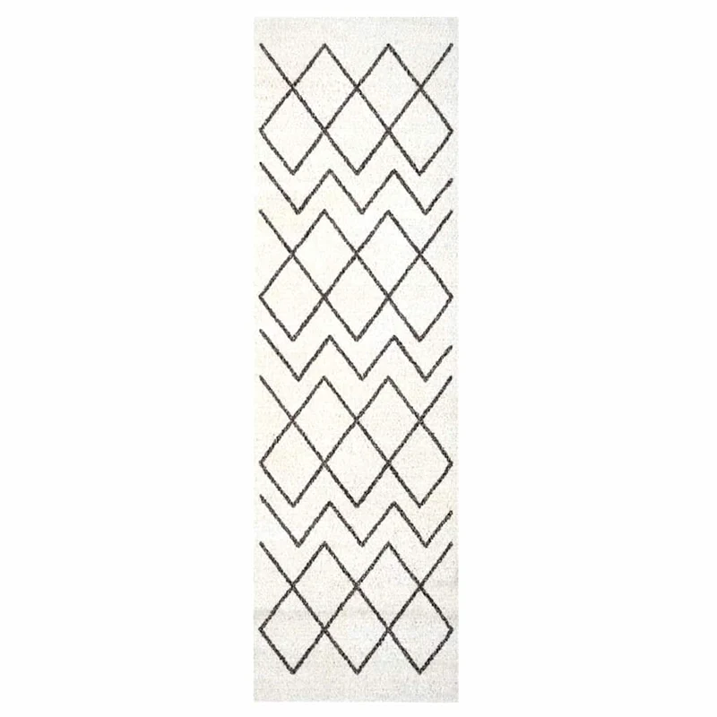 Tapis de cuisine rectangulaire design moderne 150 x 45 cm confort antidérapant en velours blanc 02_0058982