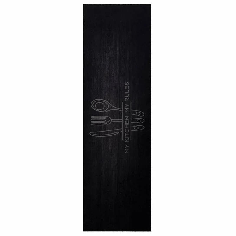 Tapis de cuisine rectangulaire design moderne antidérapant 150 x 45 cm en velours noir 02_0058988