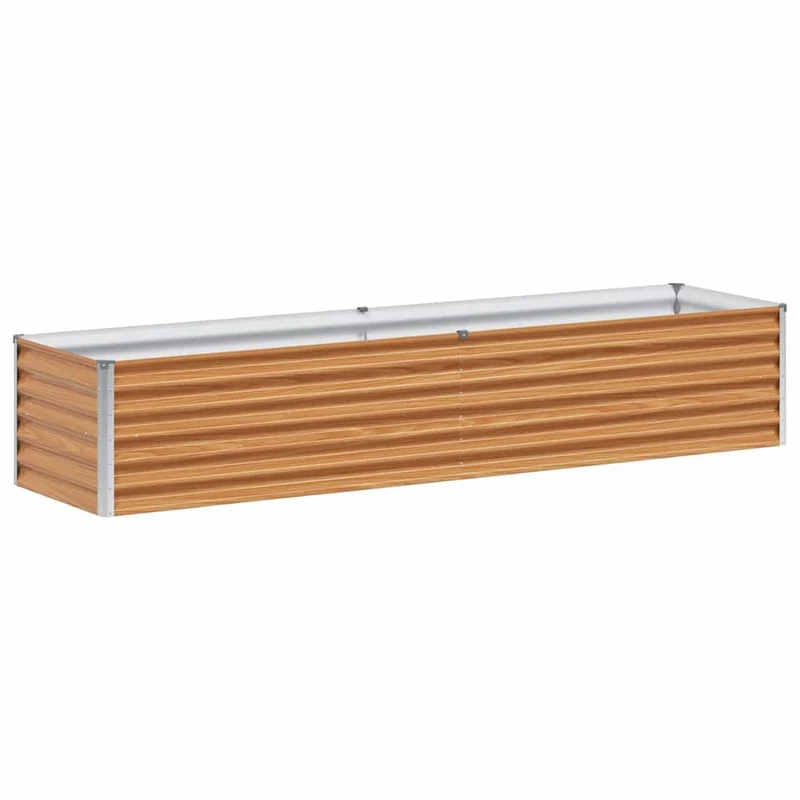Jardinière surélevée 195 x 50 x 36 cm drainage optimal style industriel jardin extérieur en acier galvanisé marron clair 02_0059031
