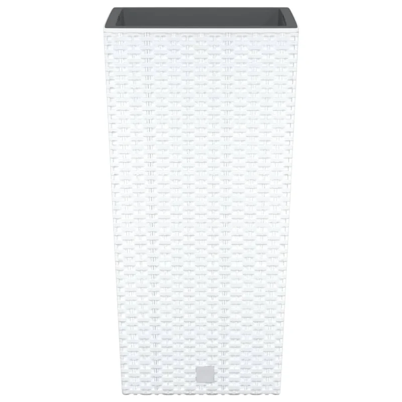 Jardinière bac lit surélevé plantes fleurs terrasse jardin et intérieur amovible 11/26,5 L rotin PP blanc 02_0038599