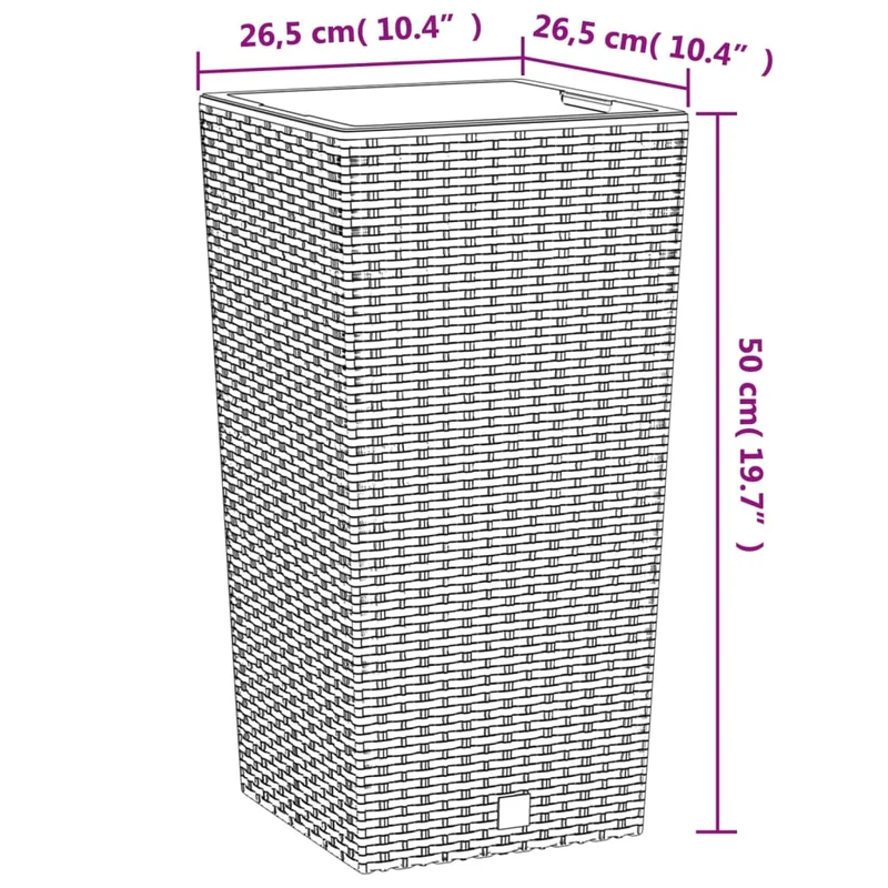 Jardinière bac lit surélevé plantes fleurs terrasse jardin et intérieur amovible 11/26,5 L rotin PP blanc 02_0038599