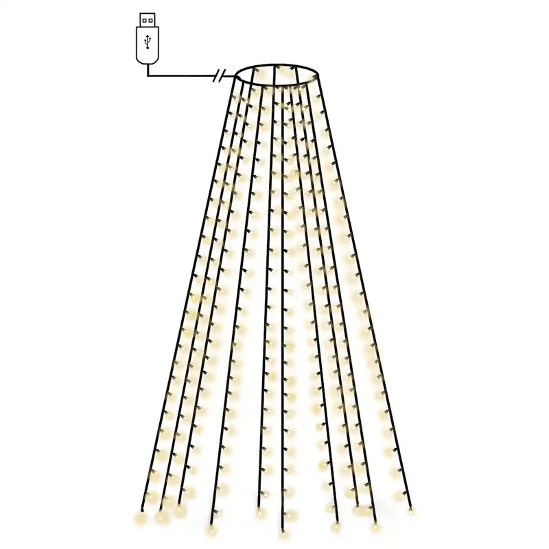 Guirlande lumineuse filet d'arbre de Noël 250 LED 250 cm ambiance cosy intérieur extérieur en PVC vert foncé 02_0046017