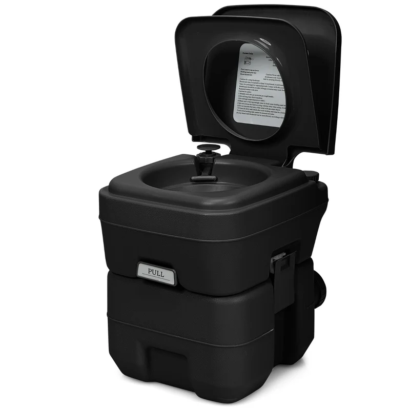 Toilettes chimiques portables 36 x 42 x 36 cm pratique léger réservoir 20 litres étanche en HDPE noir 20_0014729