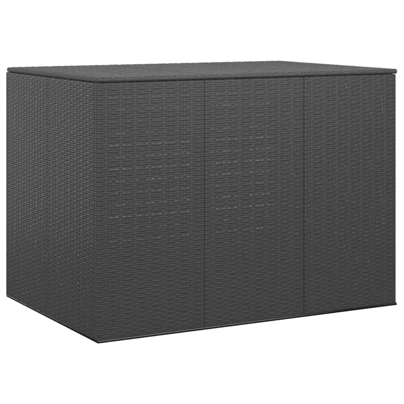 Boîte à coussins coffre de rangement de jardin résine tressée 145 x 100 x 103 cm noir 02_0013163