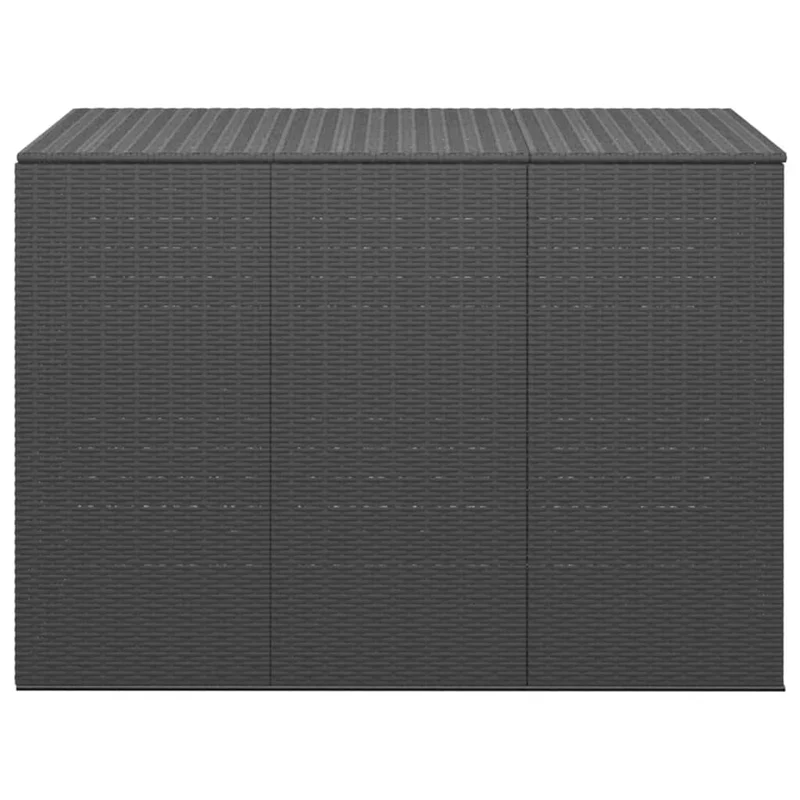 Boîte à coussins coffre de rangement de jardin résine tressée 145 x 100 x 103 cm noir 02_0013163
