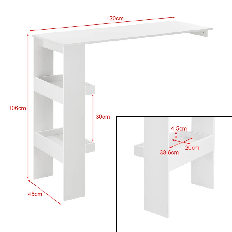 Table de bar stylée bistrot 120 cm blanc 03_0006215