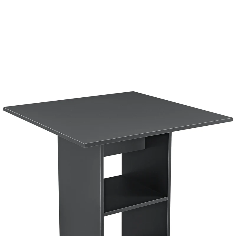 Table de bar bistrot avec 3 étagères de rangement 110 cm gris foncé 03_0006195