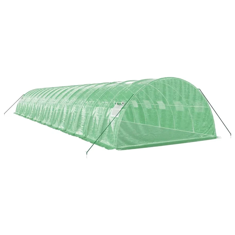 Serre tente abri plante fleur légumes avec cadre en acier 64 m² 16 x 4 x 2 m vert 02_0044618