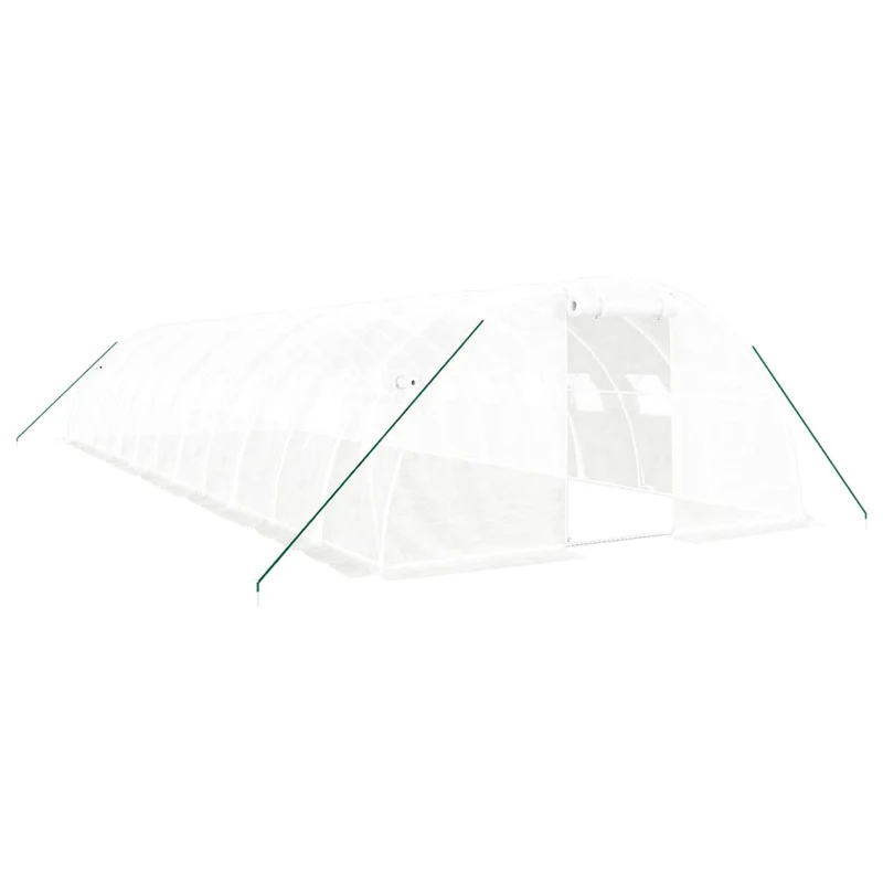 Serre tente abri plante fleur légumes avec cadre en acier 48 m² 12 x 4 x 2 m blanc 02_0044595