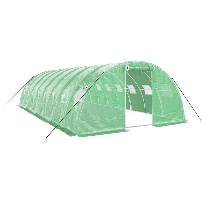 Serre tente abri plante fleur légumes avec cadre en acier 32 m² 8 x 4 x 2 m vert 02_0044576
