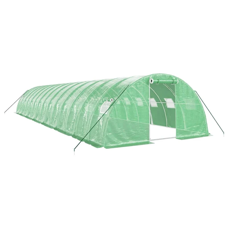 Serre tente abri plante fleur légumes avec cadre en acier 56 m² 14 x 4 x 2 m vert 02_0044608