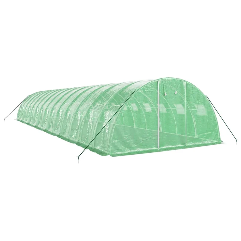 Serre tente abri plante fleur légumes avec cadre en acier 56 m² 14 x 4 x 2 m vert 02_0044608