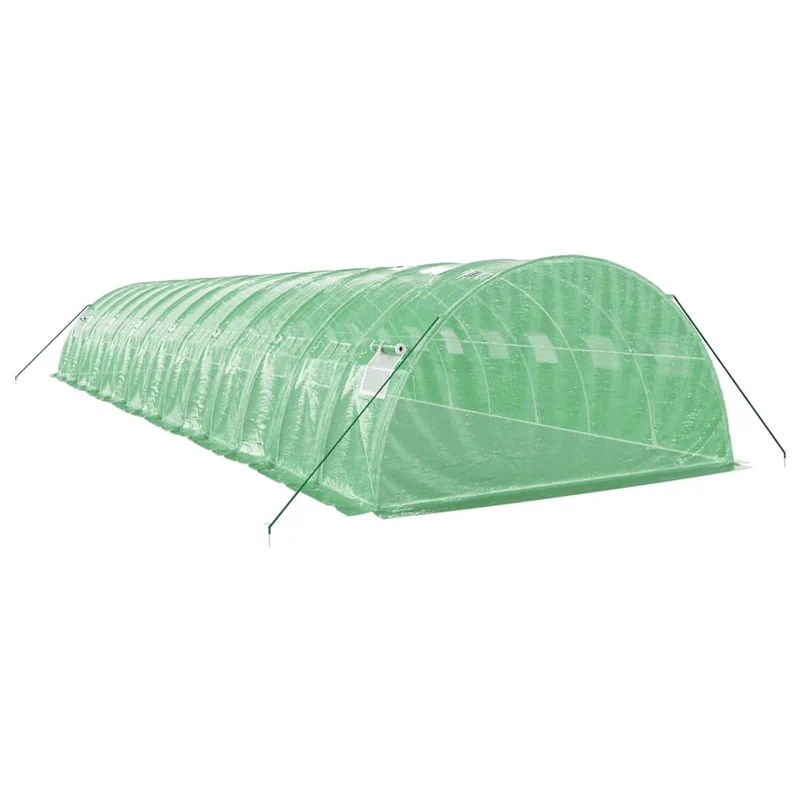 Serre tente abri plante fleur légumes avec cadre en acier 56 m² 14 x 4 x 2 m vert 02_0044608