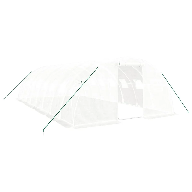 Serre tente abri plante fleur légumes avec cadre en acier 32 m² 8 x 4 x 2 m blanc 02_0044575