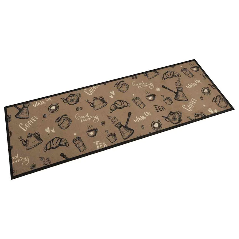 Tapis de cuisine lavable design élégant usage intérieur extérieur 180 x 60 cm en velours brun 02_0056427