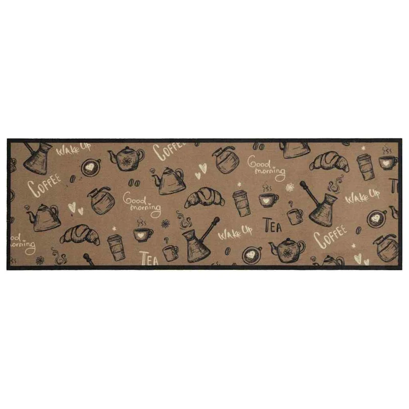Tapis de cuisine lavable design élégant usage intérieur extérieur 180 x 60 cm en velours brun 02_0056427