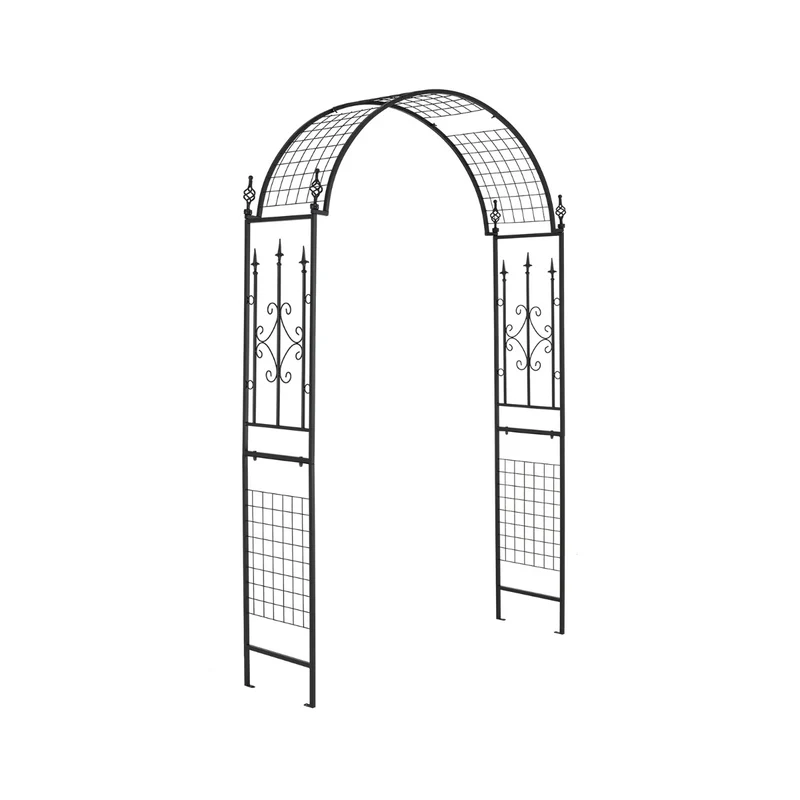 Arche de jardin moderne pour plantes grimpantes 143 x 40 x 234 cm design élégant et robuste en métal noir 20_0010187