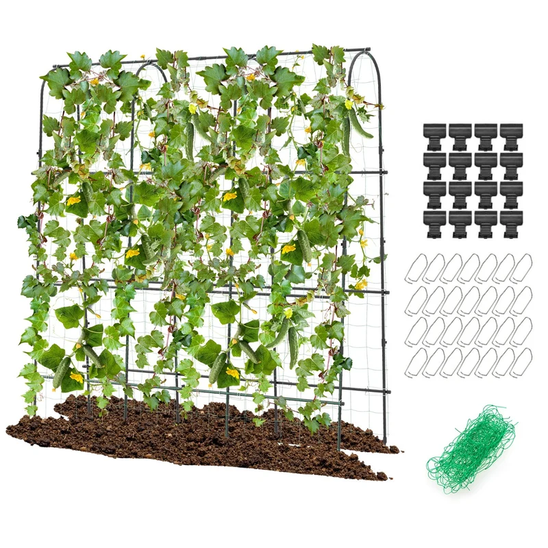 Treillis arqué de jardin en u 179 x 32-65 x 180 cm stabilité accrue et support robuste en métal noir 20_0014526