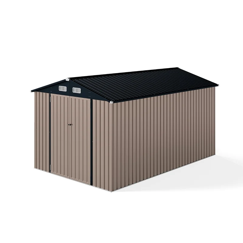 Abri de jardin métallique 350 x 223 x 197 cm espace de rangement sécurisé toit incliné design contemporain en métal gris 20_0020119