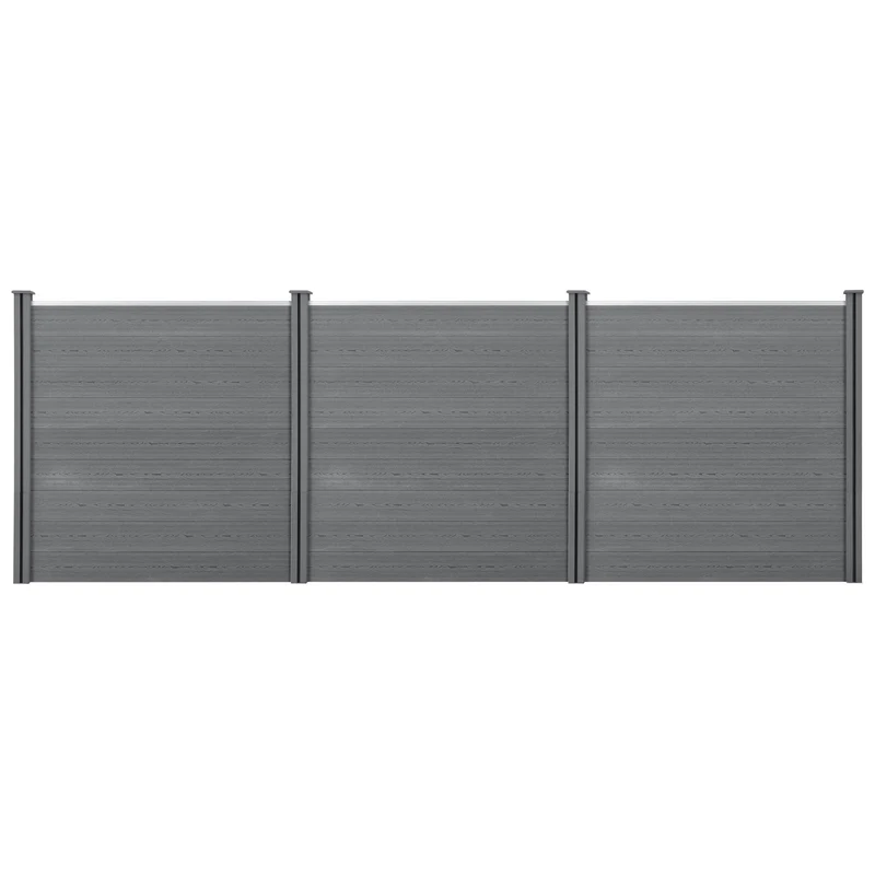 Clôture brise vue brise vent bois composite (WPC) 183 x 531 cm gris 03_0001450