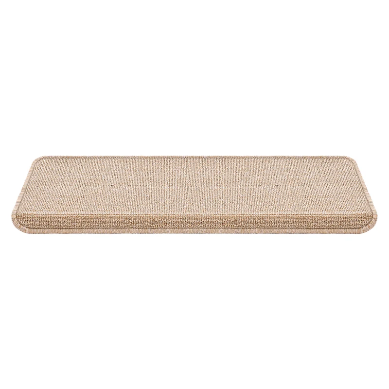 Lot de 15 marchettes d'escalier rectangulaires antidérpantes 65 x 24 cm avec bord beige 03_0007607