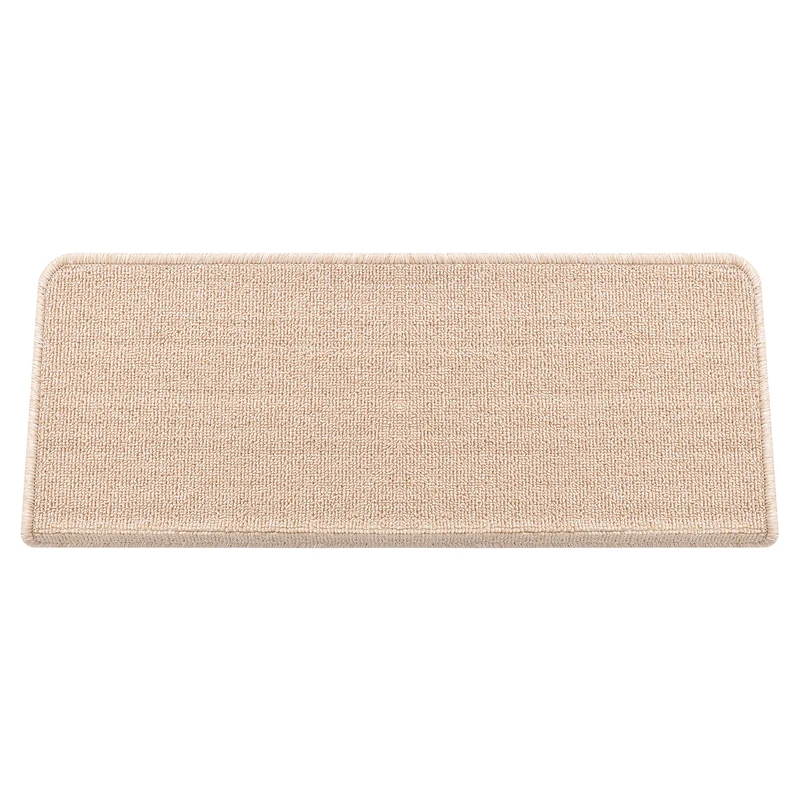Lot de 15 marchettes d'escalier rectangulaires antidérpantes 65 x 24 cm avec bord beige 03_0007607