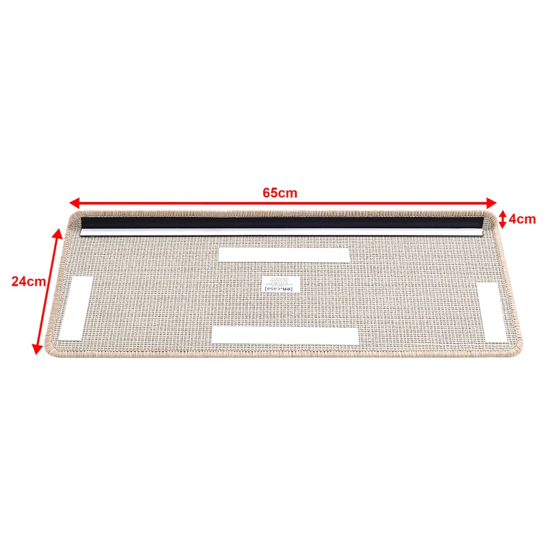 Lot de 15 marchettes d'escalier rectangulaires antidérpantes 65 x 24 cm avec bord beige 03_0007607