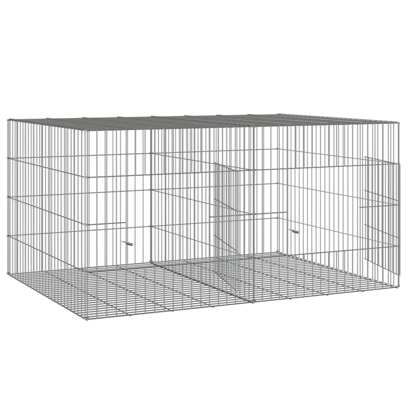 Cage à lapin 2 panneaux 110 x 79 x 54 cm Fer galvanisé Argent 02_0041685