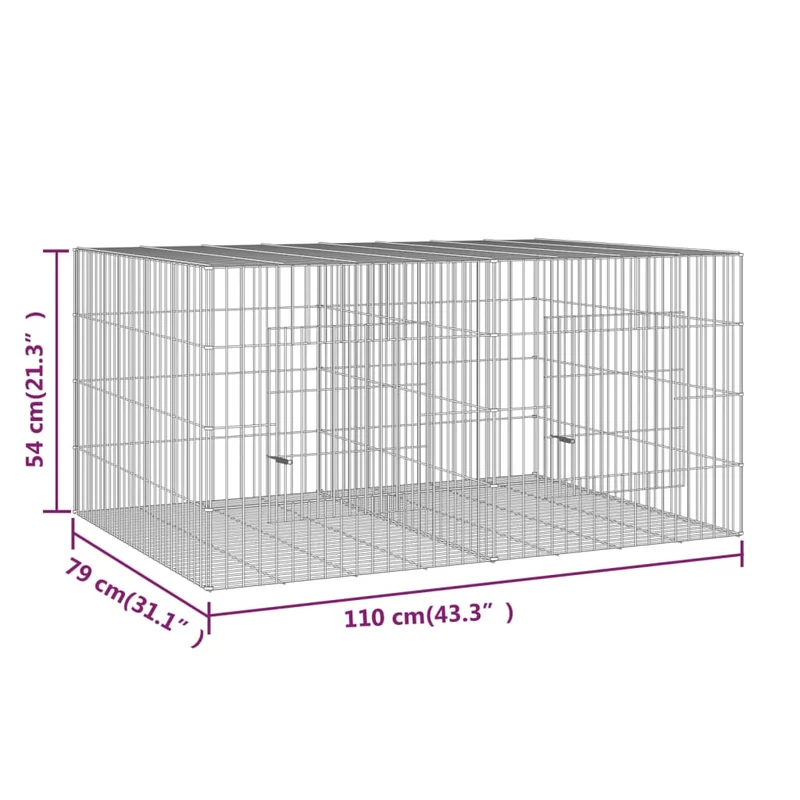 Cage à lapin 2 panneaux 110 x 79 x 54 cm Fer galvanisé Argent 02_0041685